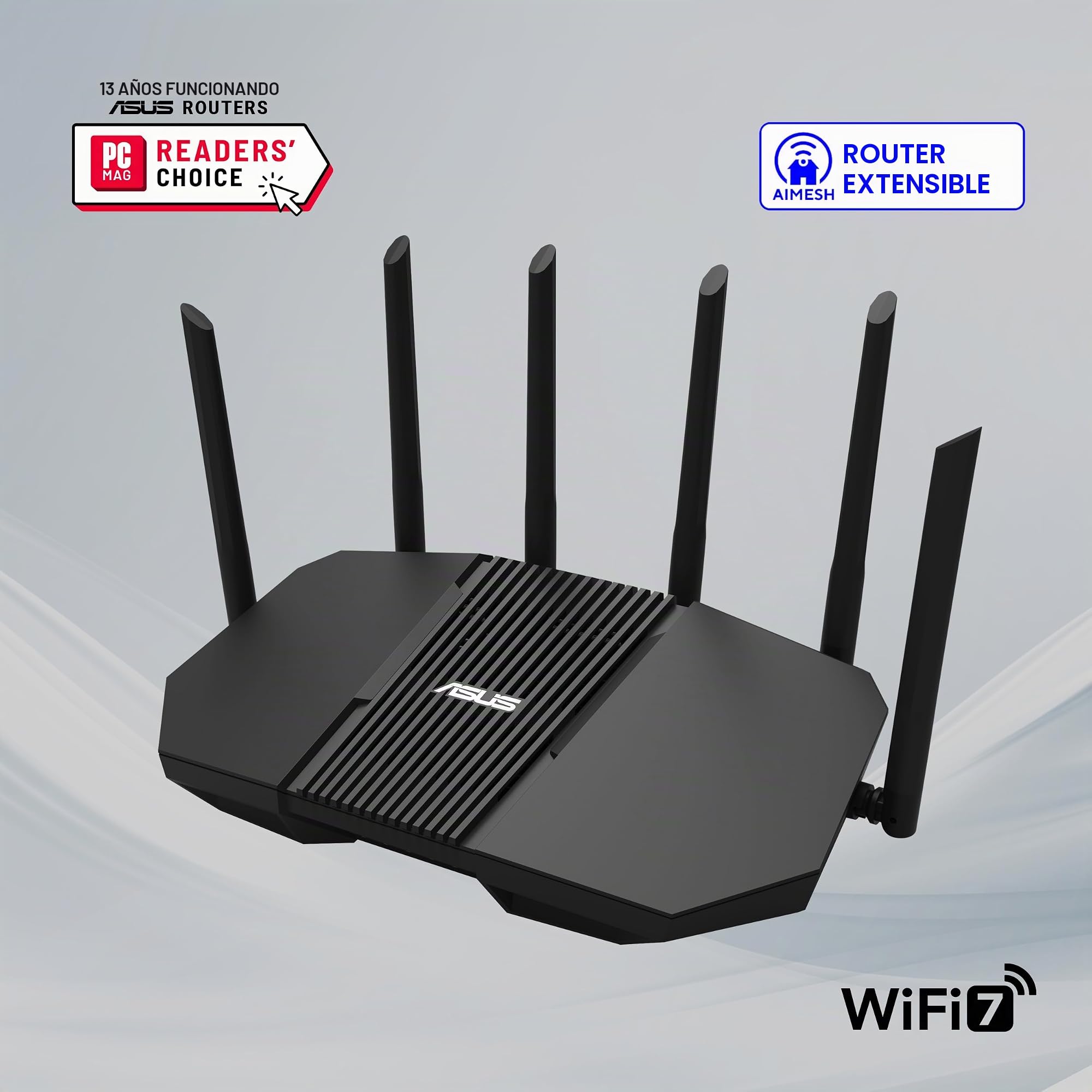 ASUS RT-BE90U - Router AiMesh BE9400 WiFi 7 de Triple Banda | 320 MHz, 4K-QAM, MLO, Cuatro Puertos de 2,5 G, Seguridad de Red de Nivel Profesional y Controlador de Hogar Inteligente