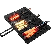 FERNIDA 15" x 12" Extra Large Heat Resistant Mat for Hair Tools, Thick Silicone Mat for Flat Iron, Curling Iron & Blow Dryer, Non-Slip Portable Heat Protector Mat for Home Salon