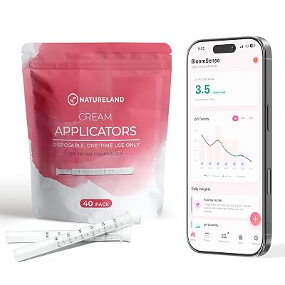 Natureland Vaginal Cream Applicators for Women - Smooth Comfort Tip - Dosage Markings - Individually Wrapped Disposable - Intimate Wellness - with BloomSense App (40 Pack)
