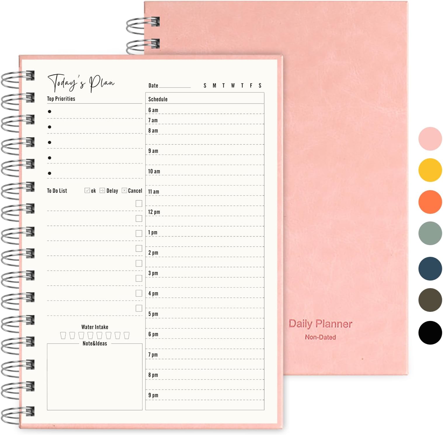 Yoolly Daily Planner Notebook - Daily To Do List Planner, A5 Habit & Routine Tracker, Undated Productivity Organiser with Schedule, for Work, Students & Home (Pink)