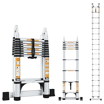 Equal 19 FT A-Type Foldable Aluminium Telescopic Ladder | A-Frame + Extension | 2 Triangle Stabilizers | EN131 Certified | 2-Year Warranty | Heavy-Duty Industrial & Commercial Use (5.6m / 9+9 Steps)