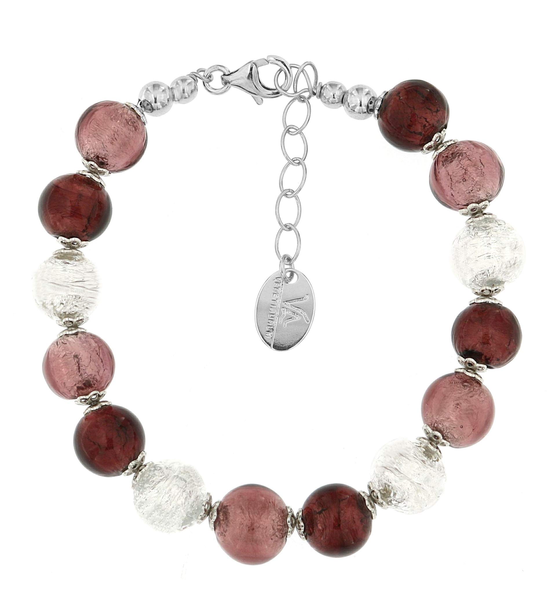 Venetiaurum - Bracciale per Donna Con SfereIn Vetro Originale Di Murano E Argento 925 - Gioiello Made In Italy Certificato