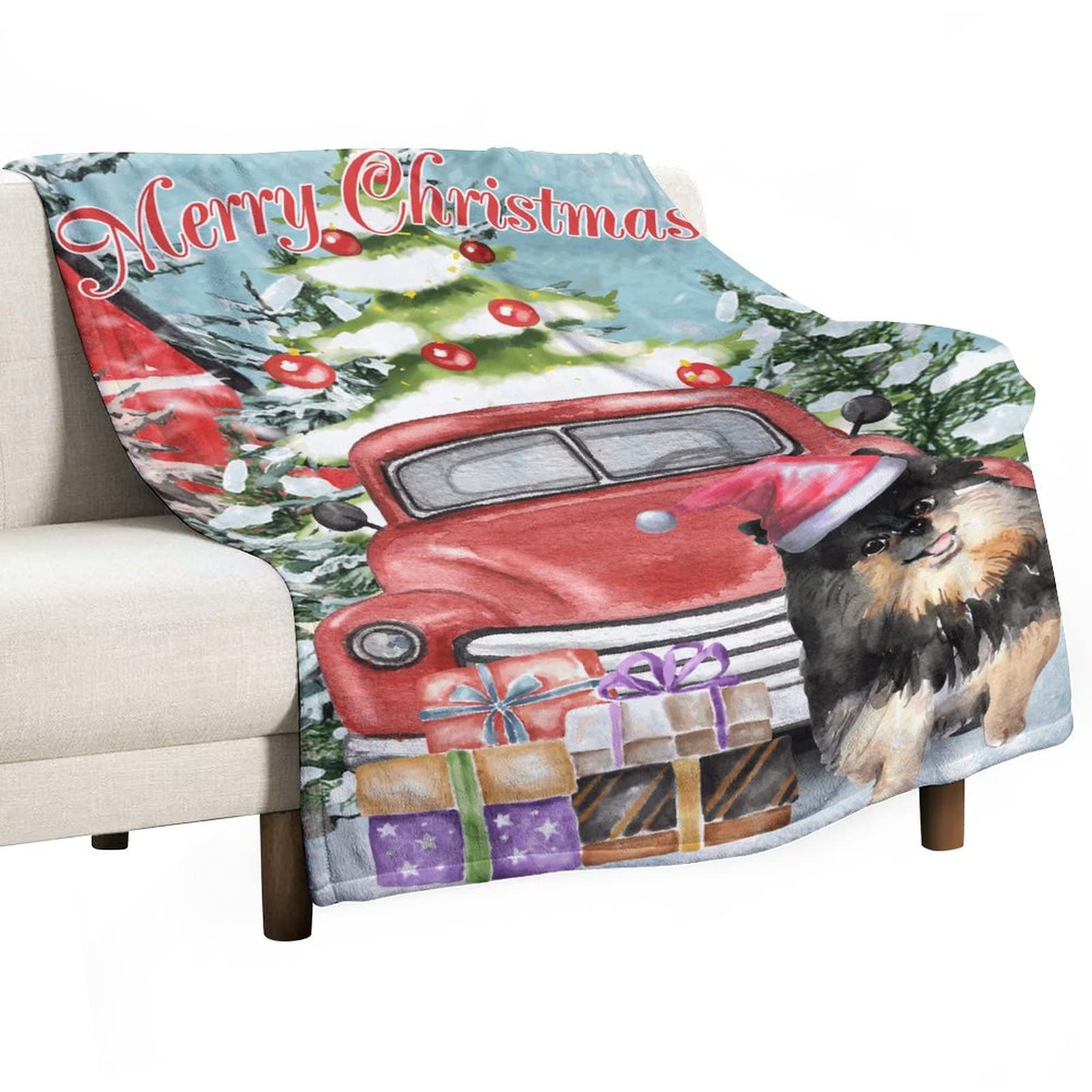 Couverture pelucheuse Merry Christmas en polaire réversible haut de gamme