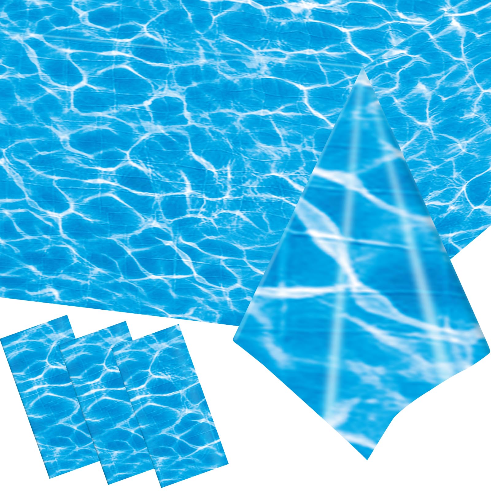 SJJPDYY 3PCS Ocean Waves Plastic Tablecloth Ocean Party Table Cover Water Print Table Cover Ocean Under The Sea Tablecloth Blue for Beach Pool Birthday Party Decoration Shower Supplies, 54 x 108 Inch
