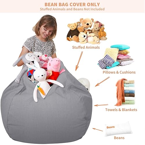 Miniatura 169 de Aubliss - Funda para organizar juguetes de felpa, se convierte en un puf cuando se rellena Se convierte en un puf para niños cuando está lleno. Aqua