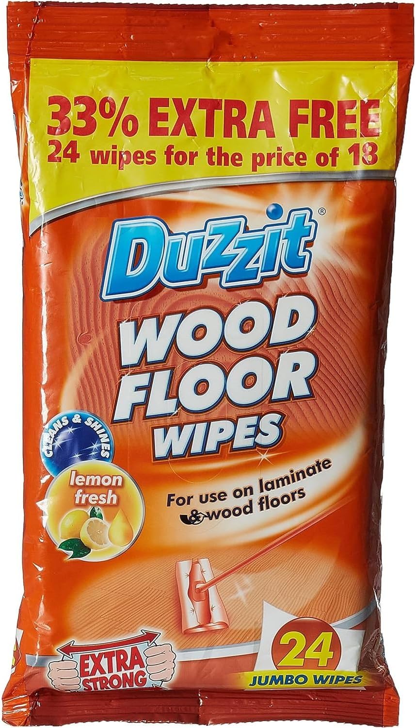 AMK® Duzzit 24 Household Cleaning Wipes Wood Floor Laminate Fresh Lemon