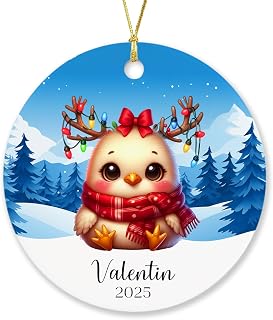 Chicken Xmas Keepsake Ornament, Personalized Chicken Christmas Tree Ornament 2025, Chicken with String Lights Christmas Ornament, Customized Name Christmas Chicken Ornament Gifts for Chicken Lovers