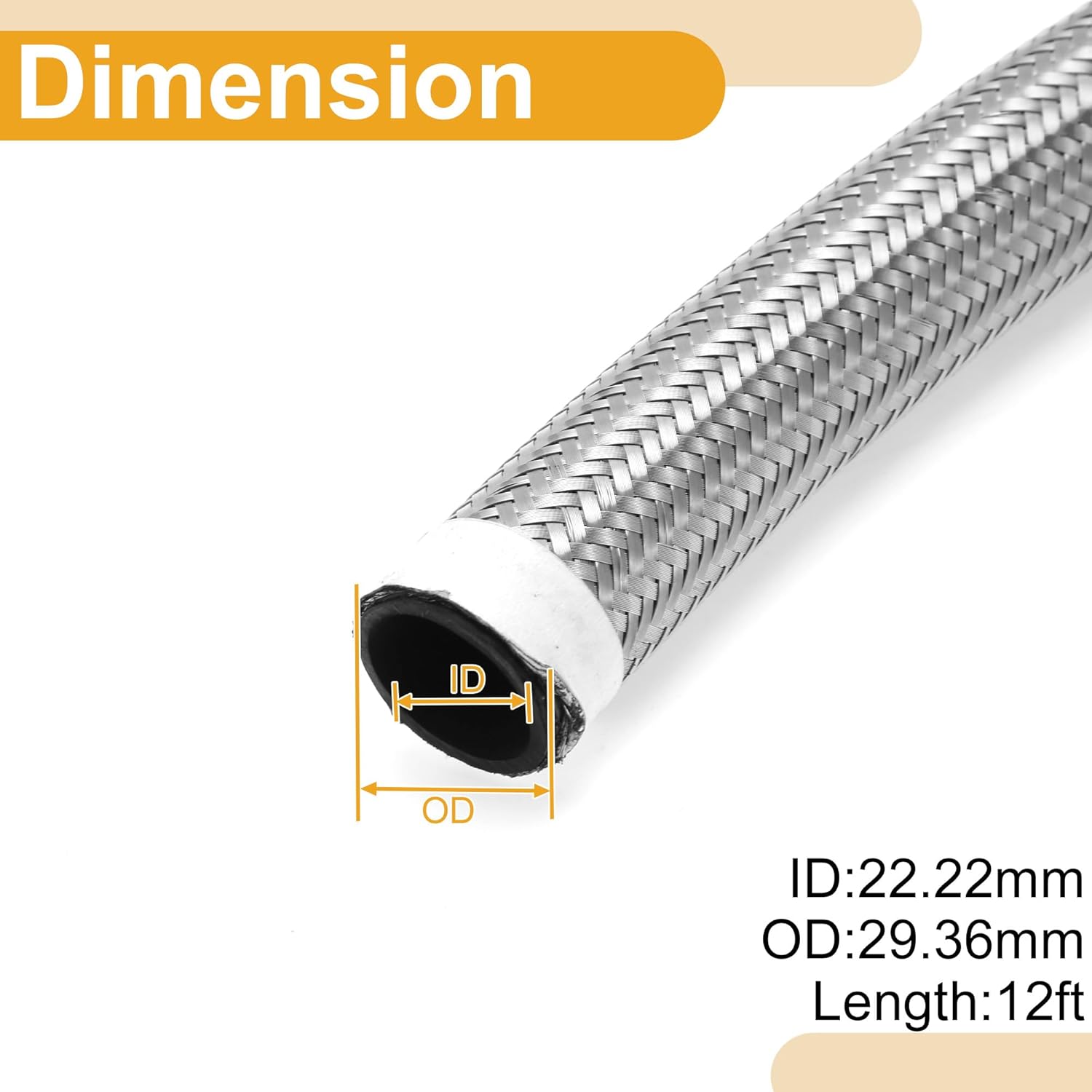 AN-16 Fuel Line Kit 12ft Vacuum Hose Automotive Fuel Hose with 2 Clamps 1 Set