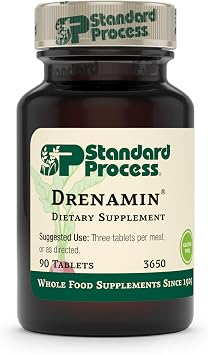 Standard Process Drenamin - Whole Food Antioxidant, Mood Support, Adrenal Support and Immune Support with Shitake, Alfalfa, Rice Bran, Riboflavin, Calcium Lactate, Choline - 90 Tablets