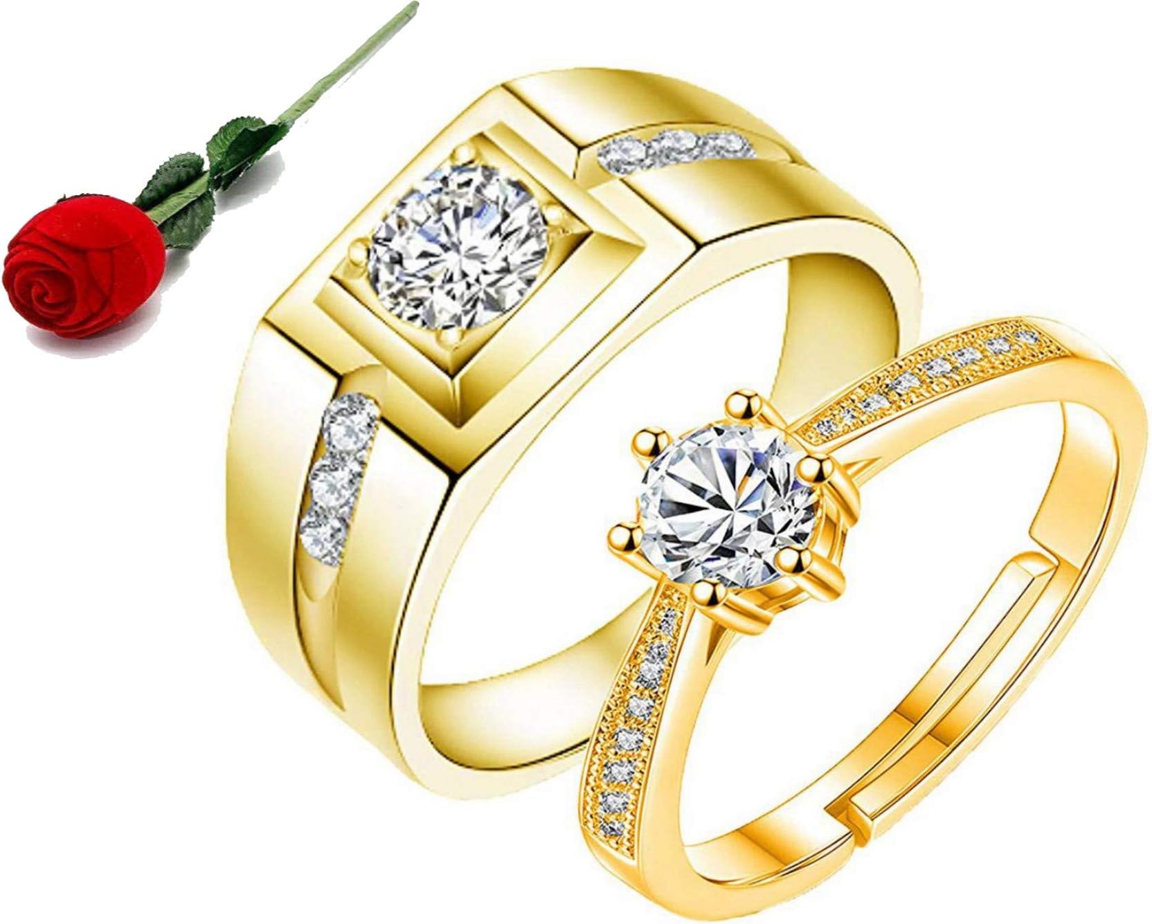 STYLISH TEENSTeens King & Queen Love Forever 24KT Gold Swarovski Elements Adjustable Couple Rings