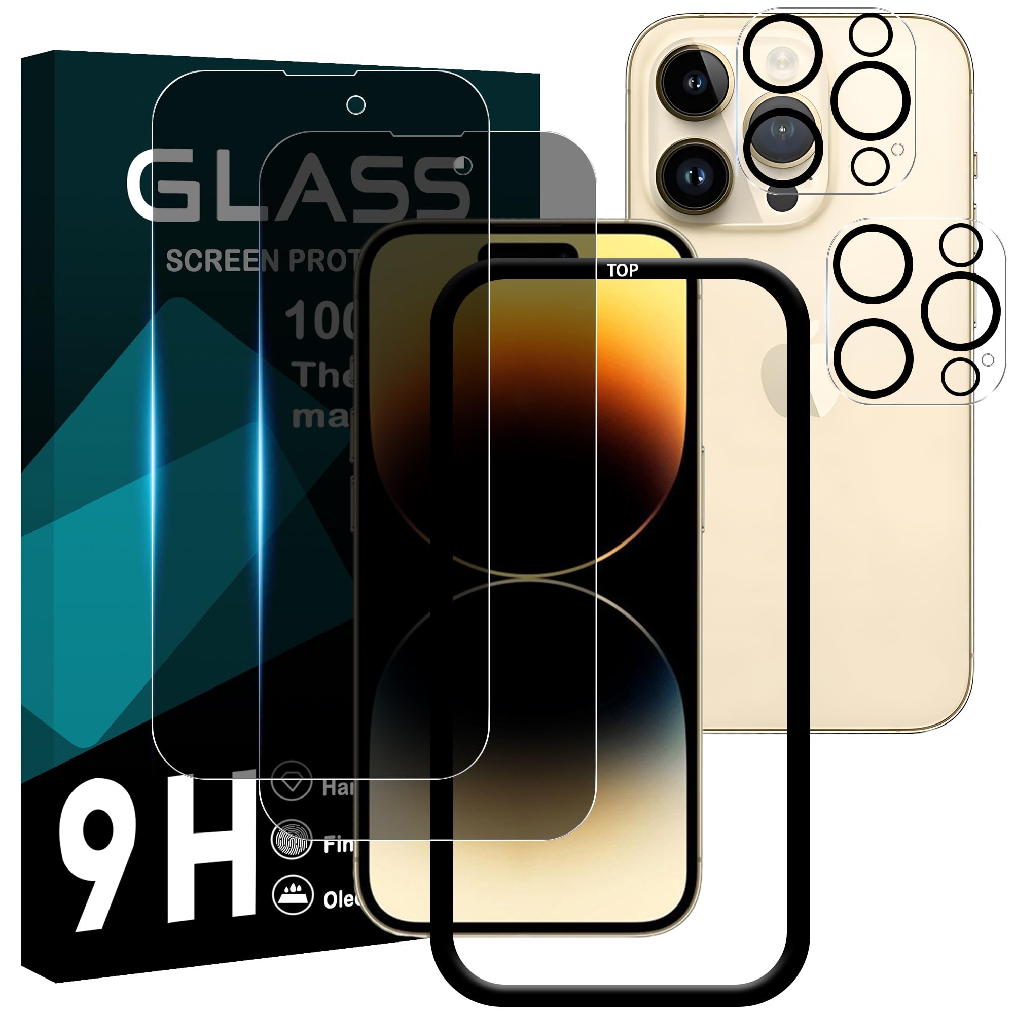 対応 iPhone14 Pro max ガラスフイルム 覗き見防止 【2+2枚セット AGC旭硝子 ガイド枠付き 】iPhone 14 pro max フイルム のぞき見防止 (2枚) + レンズ保護フィルム (2枚) アイフォン14プロマックス 液晶 保護フィルム のぞき見 プライバシーフィルム 【 硬度9H 飛散防止 高感度 指紋防止 ラウンドエッジ加工 】 TZ-IP14PM-FK221