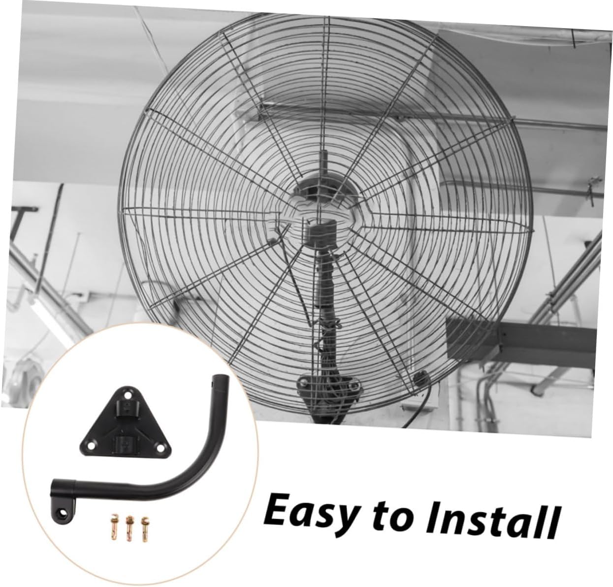 GLEAVI 2set Electric Fan Mounting Bracket Plate and Curved Pole Easy Installation Wall-mounted Holder for Home and Industrial Use