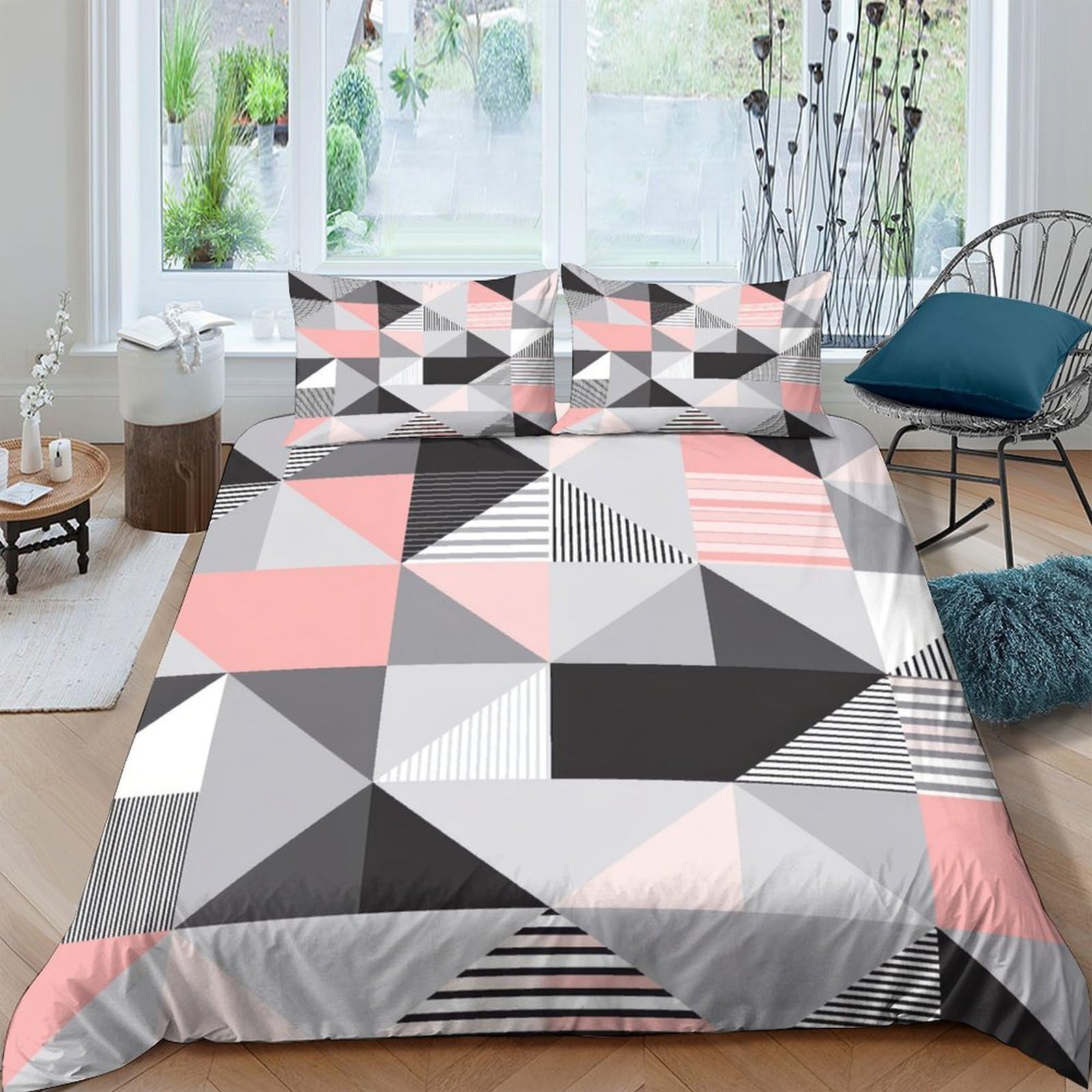 Housse de couette 3D microfibre anti-plis pour un lit d'adulte toujours impeccable