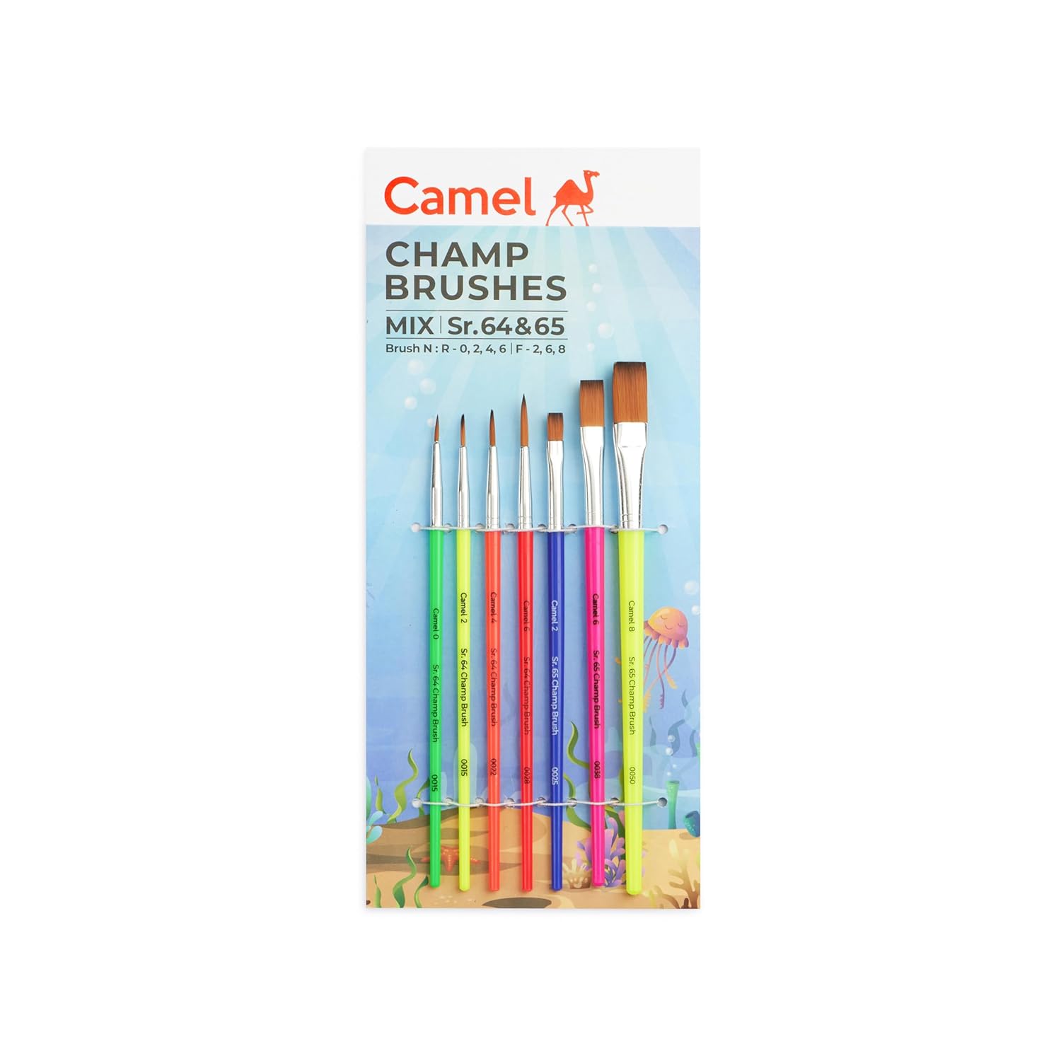 Camel Plastic Champ Brushes Set of 7 | Round & Flat Brushes for Water, Poster & Acrylic Colors | Perfect for Kids, Hobbyis...