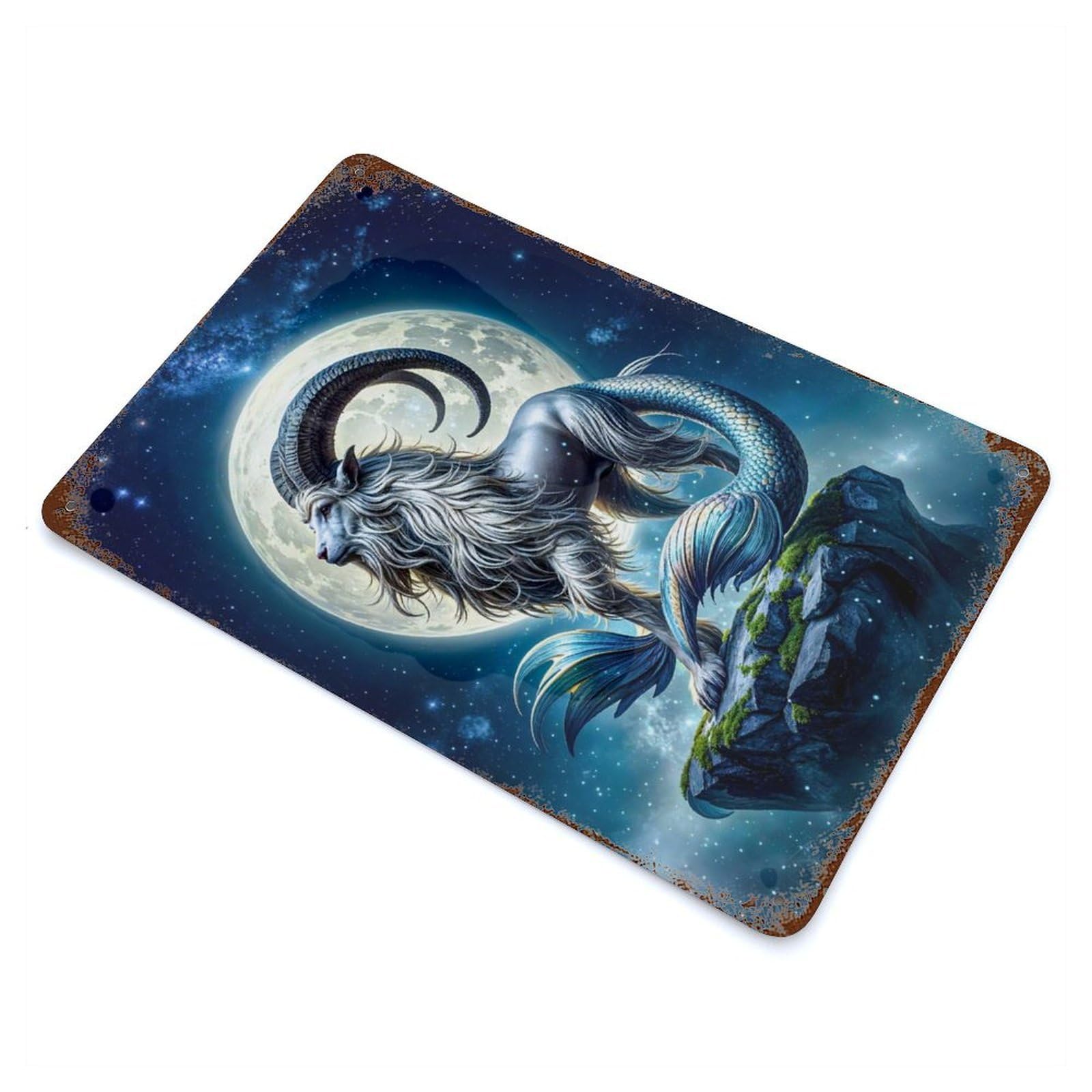 Garage Style Capricorn Zodiac Sign Decorative Tin Sign 11.8"x7.9", Farmhouse Wall Decor for Bar And Workshop