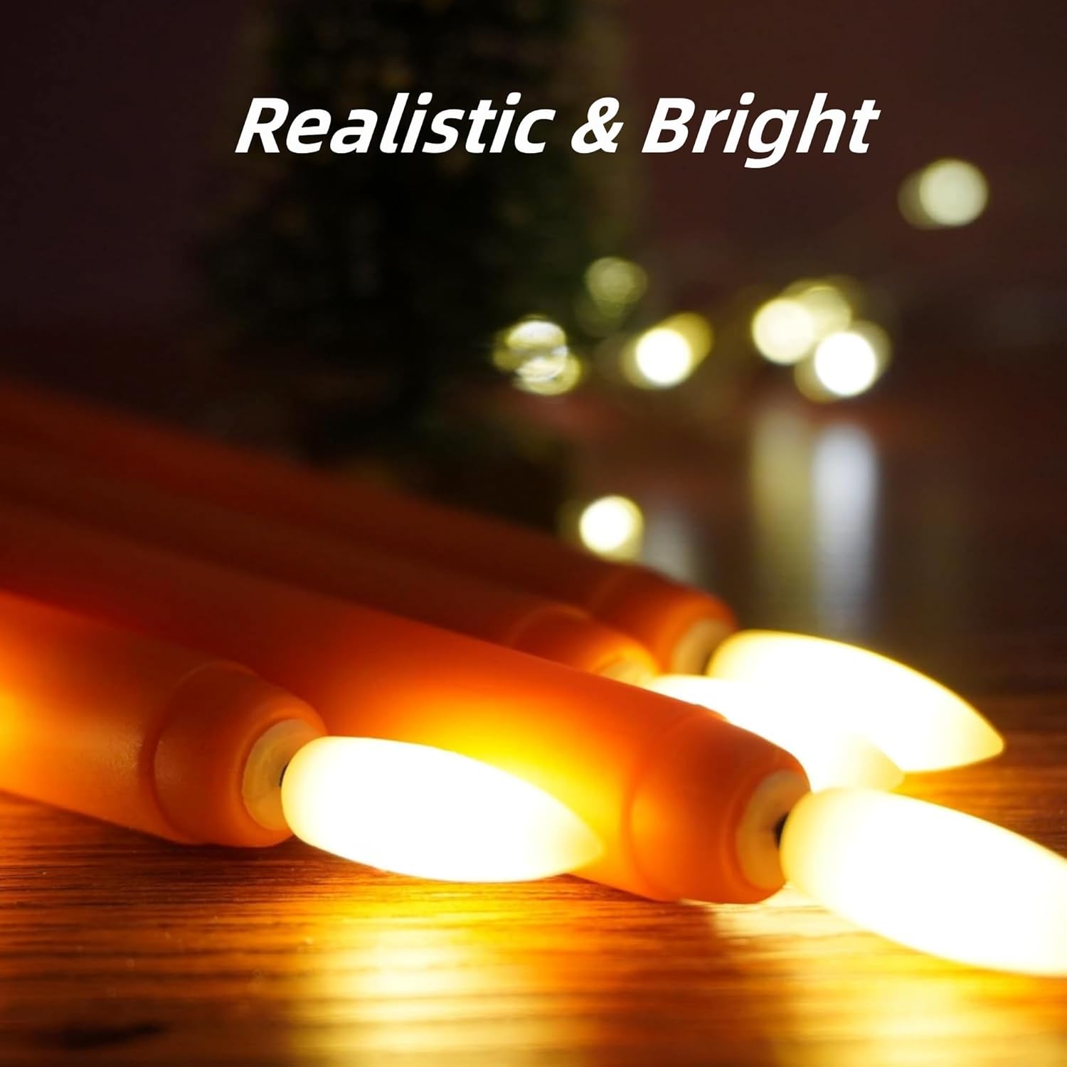 Orange Flameless Taper Candles with Remote, Flickering LED Candlesticks Battery Operated Home Decor Candle Set of 6