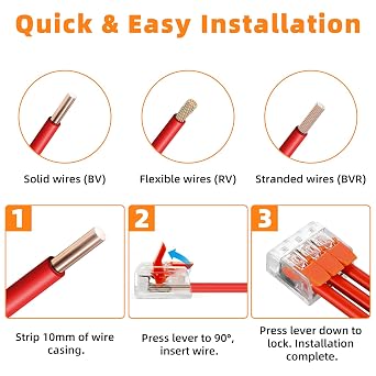 80Pcs Lever-Nut Wire Connectors, 2/3/4/5-port Compact Electrical Connectors, Cable Connectorsfor Wire 12-24 AWG, Compact Splicing Connectors for Circuit Inline, Terminals Blocks, Flame Retardant PC