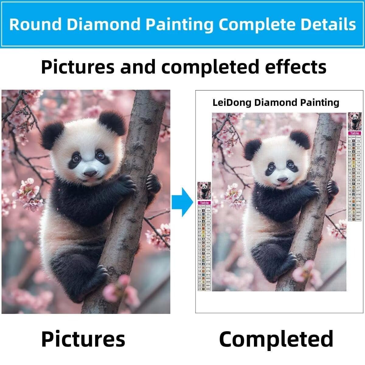 5D Diamond Painting Kit pour Adulte,DIY Panda roux,Fleur de cerisier Peinture Diamant Kit,Cristal Art Peinture Broderie Diamant (90x120cm),Diamant Point de Croix pour Décoration Intérieur 57F-4108