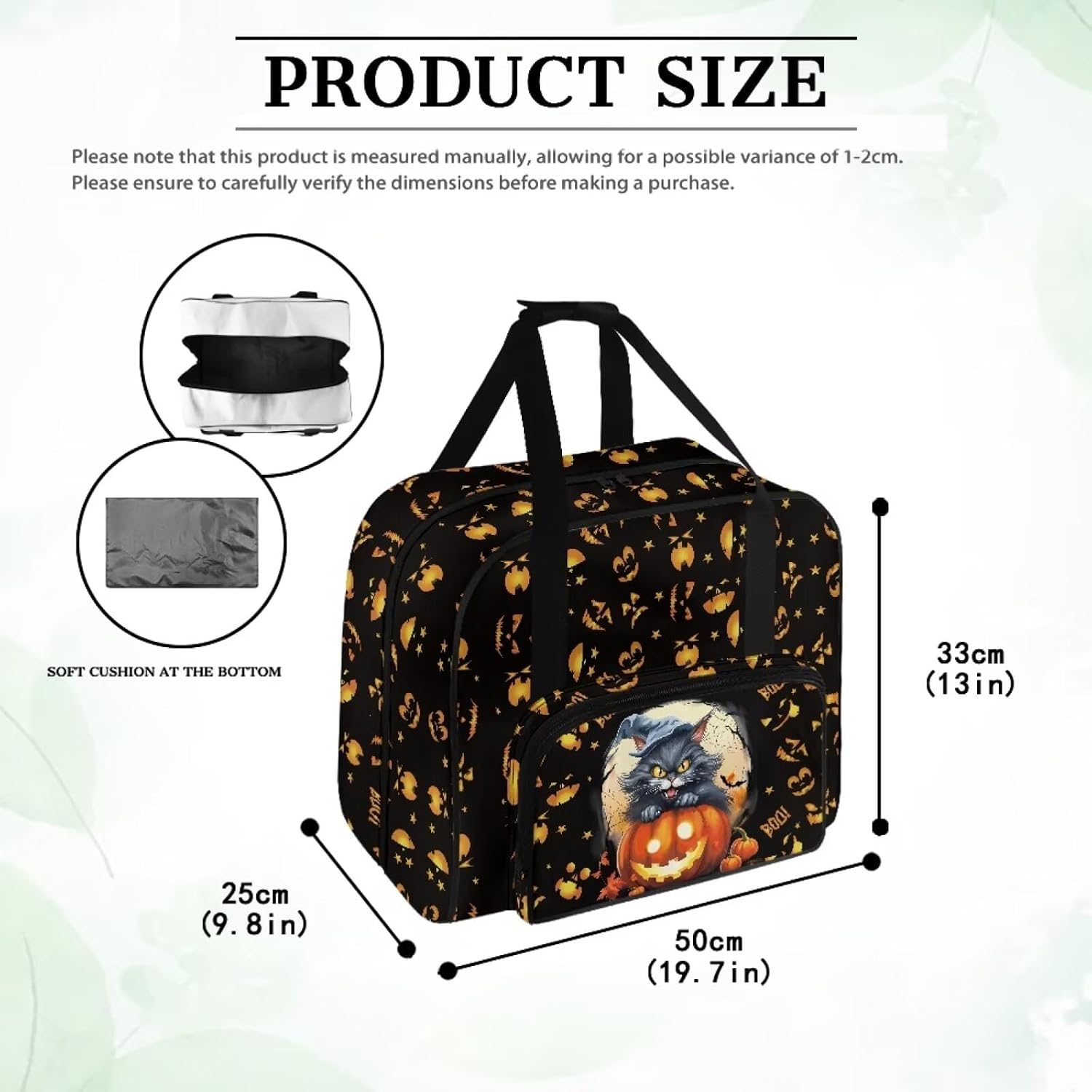 Portable Sewing Machine Carrying Case Halloween Decorations for Home Pumpkin Sewing Machine Cover Universal Sewing Machine Bag for Most Singer, Brother Sewing Machines