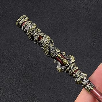 Monkey King Staff, Sun Monkey King Gold Cudgel, Metal Artisan Crafted Desk Decor, 8.7 in