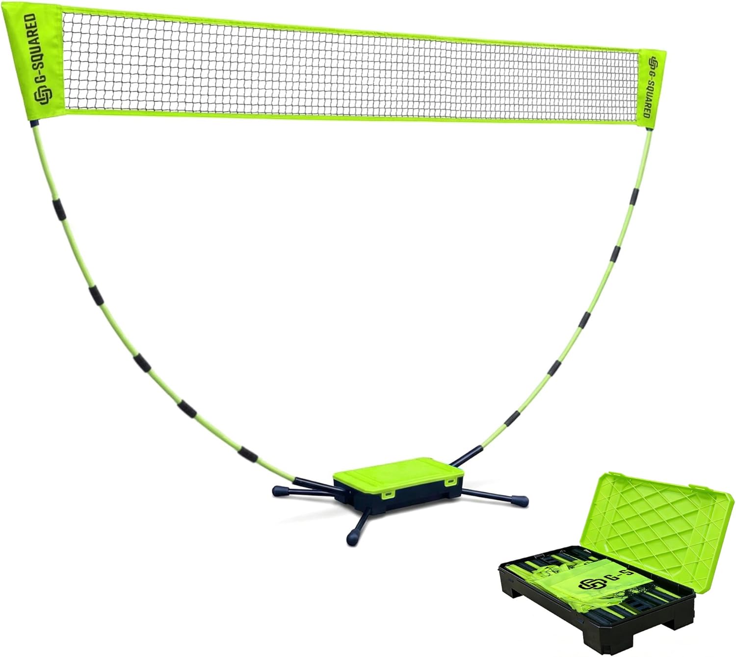 Portable Badminton Net Kit for Backyard – 60-Second Tool-Free Setup, Freestanding 5FT Net, 1.98 lbs, Built-in Storage Box, Kids & Family Outdoor Games – Beach, Park, Driveway, Indoor (Green)
