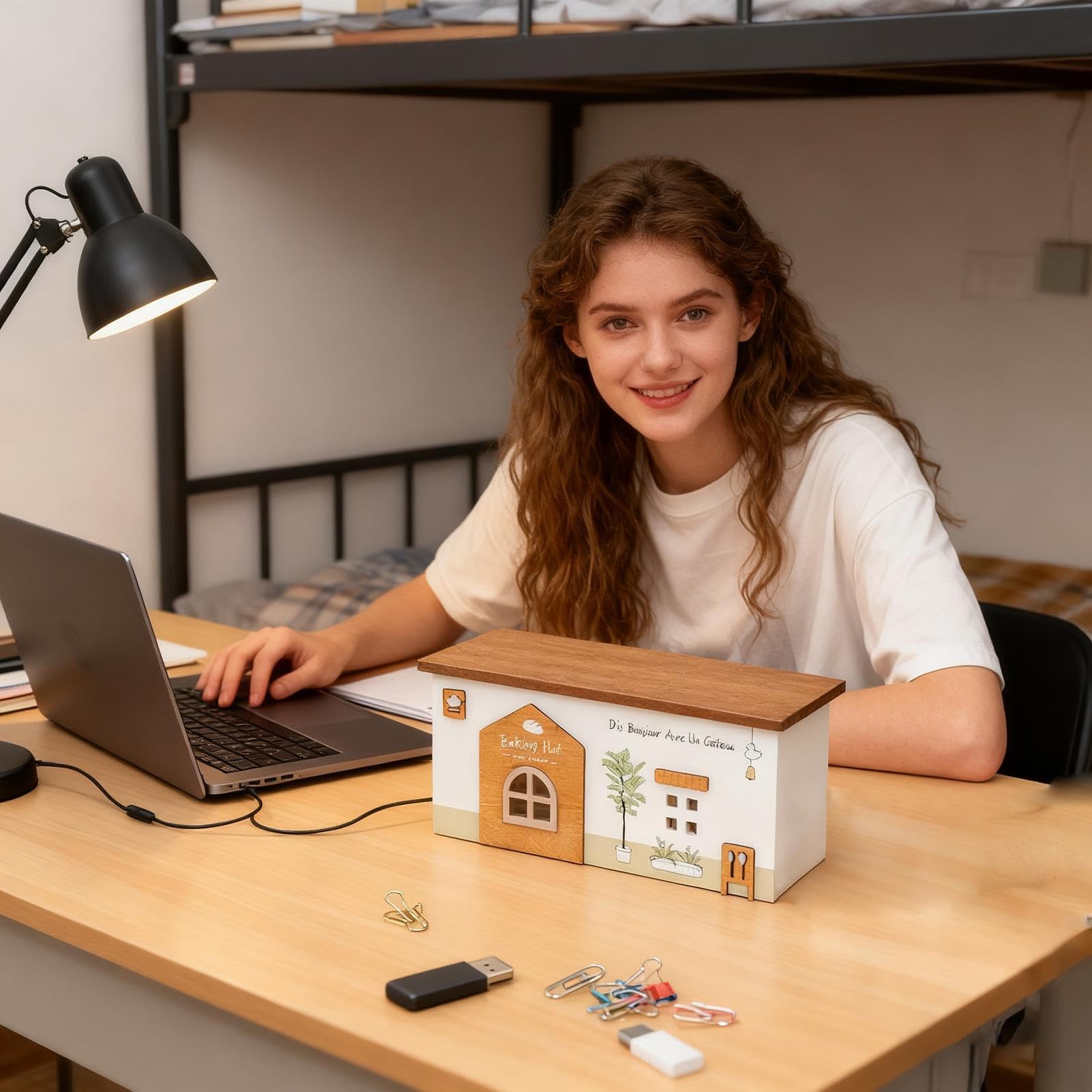 Organizzatore Cavi Cesto Design Cabina In Legno | Custodia Cavi Multiuso Per Elettronica Garage Telefono TV Viaggio Esterno Scrivania Artigianato