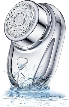 Mini Electric Shaver, Mens Travel & Office, Silver, Waterproof, USB Rechargeable, 8000rpm, 25 Blades