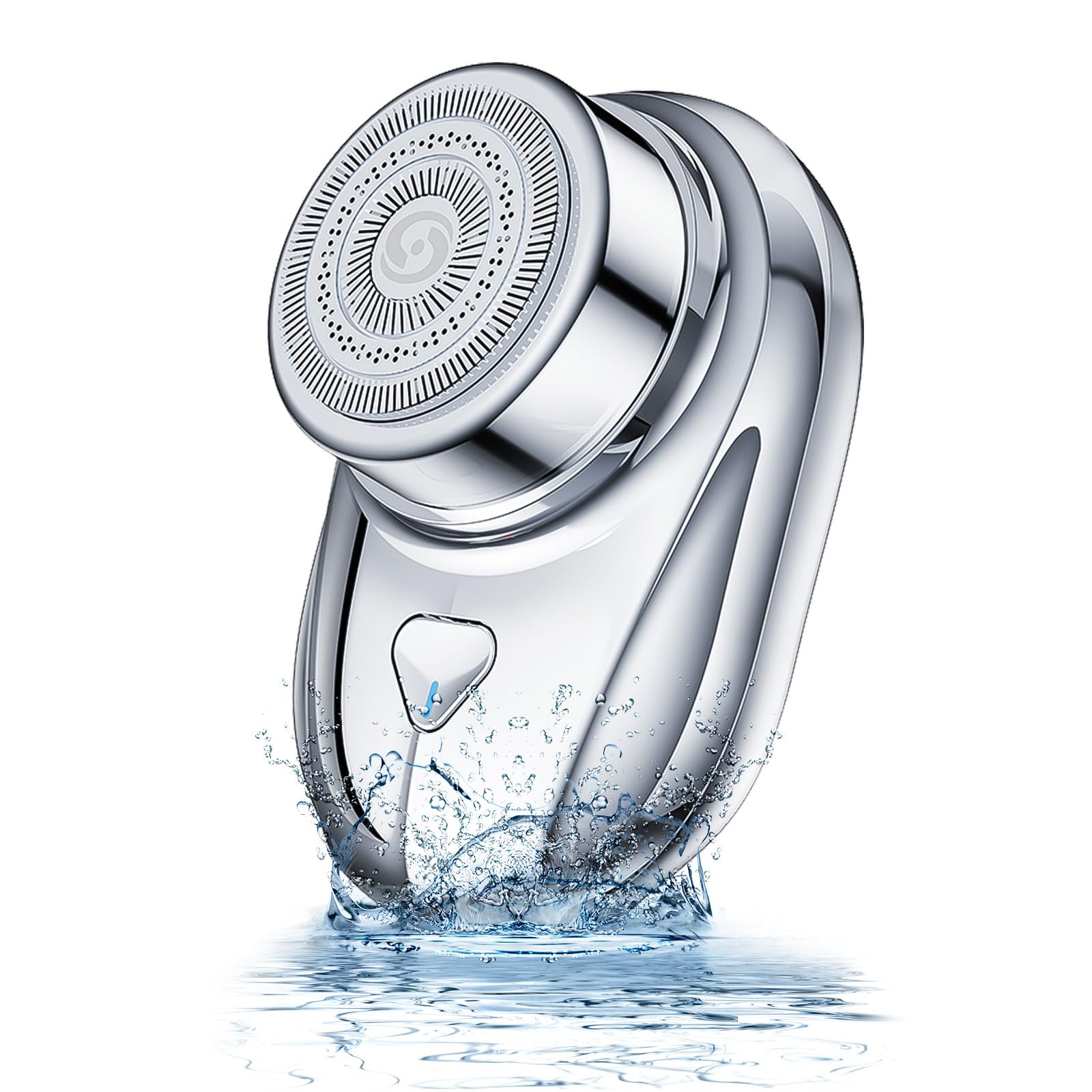OYNUPIKR Mini Electric Shaver, Men's Travel & Office, Silver, Waterproof, USB Rechargeable, 8000rpm, 25 Blades