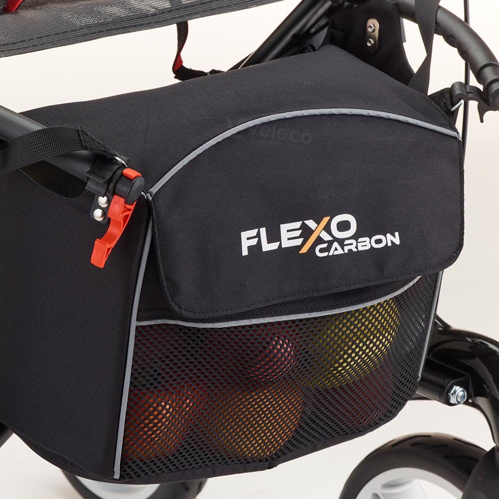 Veleco Deambulatore pieghevole in carbonio Flexo a 4 ruote e leggero (nero)