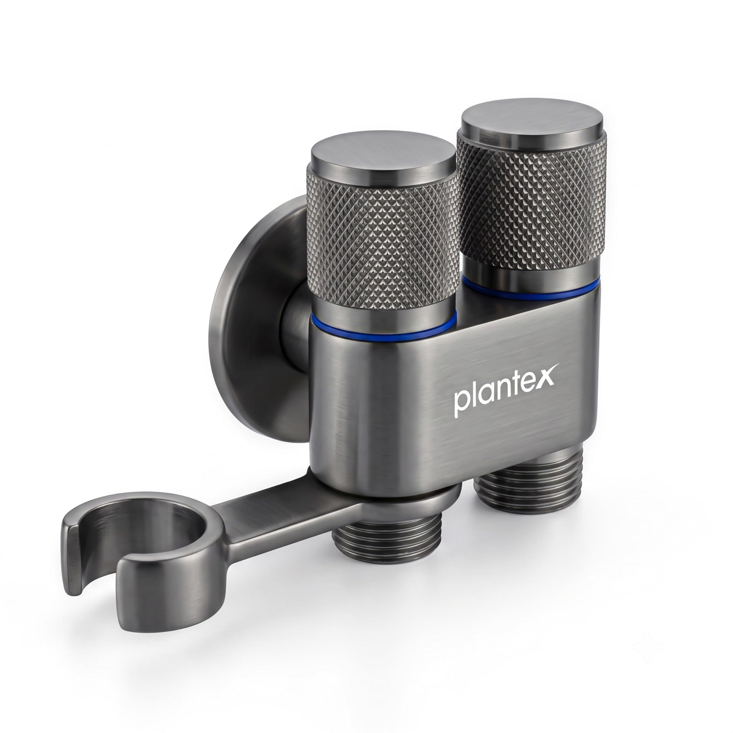Plantex Stainless Steel 2 Way Angle Valve for Bathroom/Angular Cock for Bathroom/Dual Outlet Design with Health faucet Connecter/Grey-APS-N-9