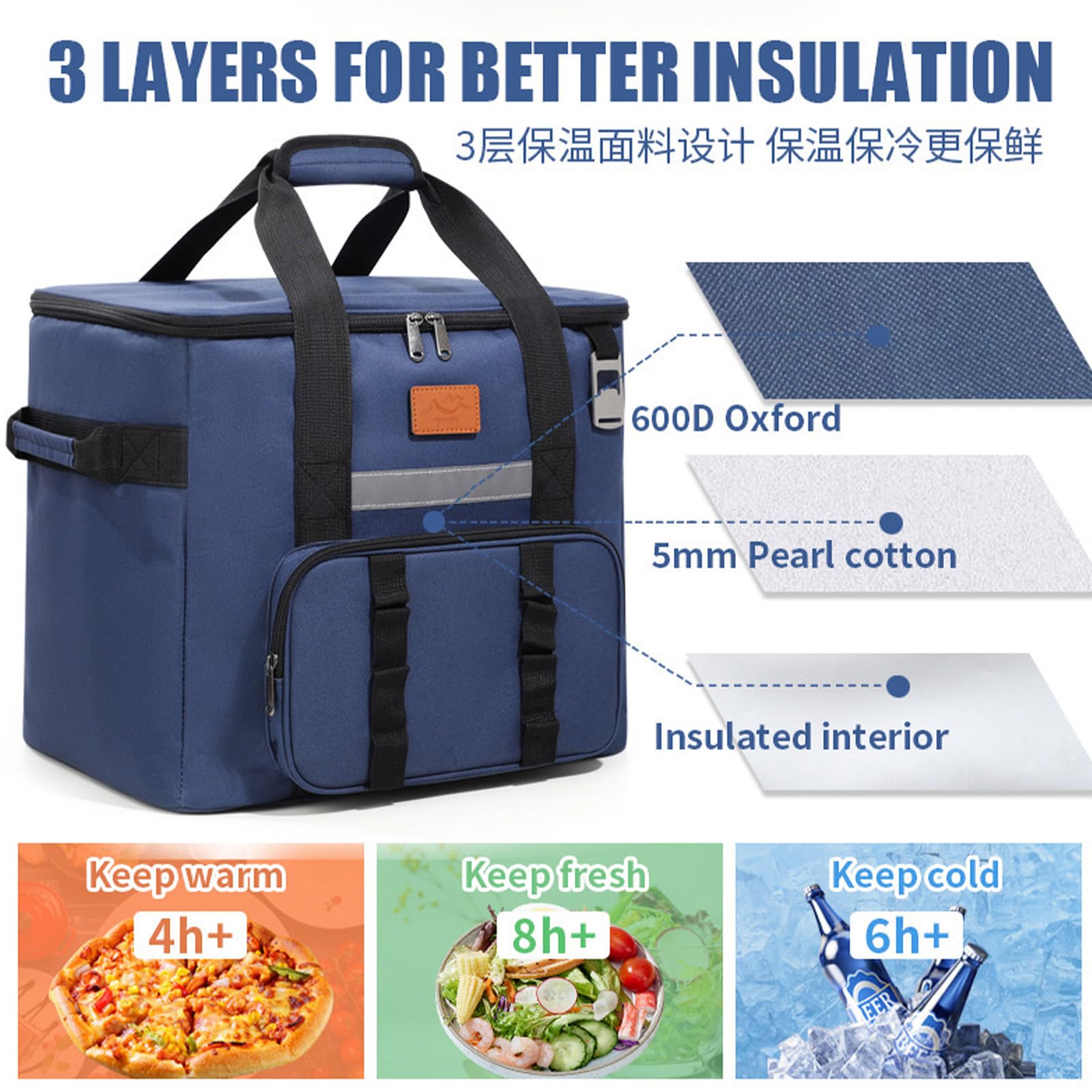 Borsa Termica Pranzo Grande Impermeabile con Apri Birra Borse Frigo Portatile Borse Termica Morbida per Surgelati Lunch Bag per Ufficio Scuola Viaggi Picnic Campeggio Spiaggia