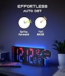 EASYERA 16.5" Large Digital Wall Clock with Remote Control, RGB Atmosphere Lights with 11 Scenes Mode, Dual Alarms with Big LED Display, Auto DST, Temperature for Living Room Gaming