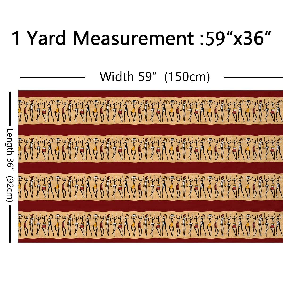 Loussiesd African Woman Fabric by The Yard,African Upholstery Fabric for Chairs,Traditional Exotic Style Fabric for Upholstery and Home DIY Projects,2 Yard,(L184*W150cm) Yellow Red - Image 2