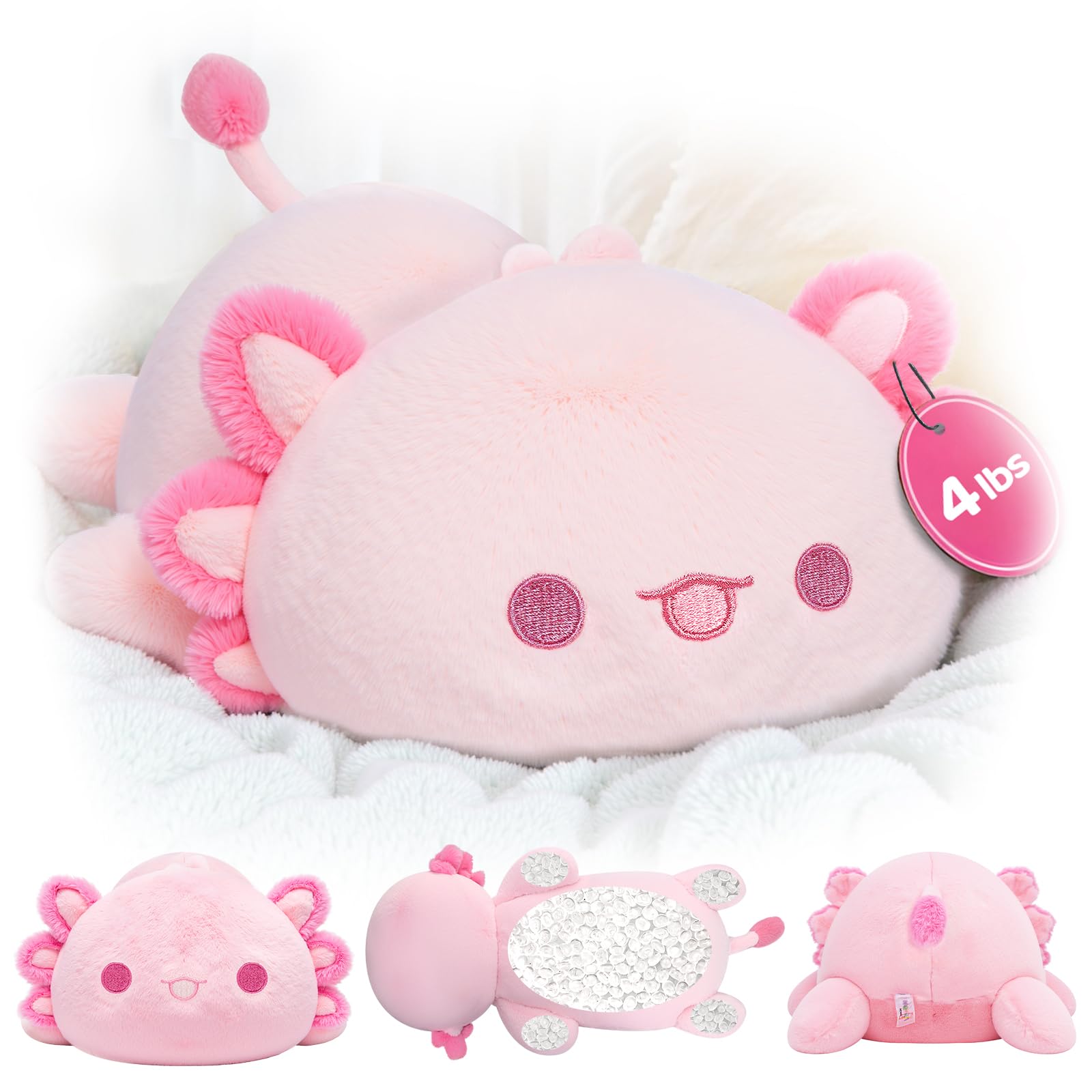 Mewaii Weighted Plüsch Axolotl Kuscheltier 58cm,1.8kg (4.0 lbs) Kawaii Plüschtiere für Kinder,Komfortabel und Kuschelig, Kuscheltiere für Frauen und Männer