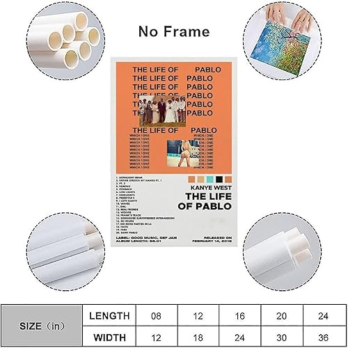 Miniatura 3 de Póster de Kanye de West The Life Of Pablo, póster de la portada del álbum, póster de música country pop cantante para habitación, estética, retro,