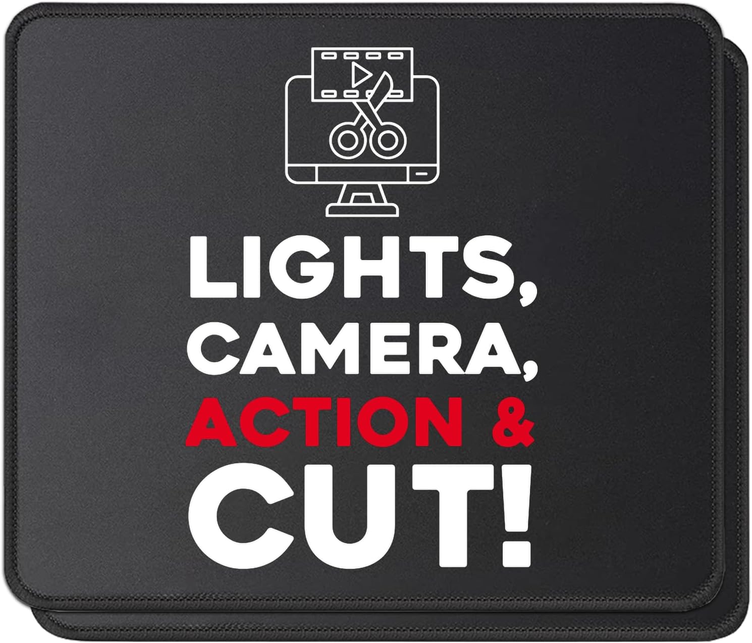 Film Director Mouse Pad Lights Camera Action Cut Saying, Movie Producer Gift, Video Editor Mat Mousepad, 2 Pack