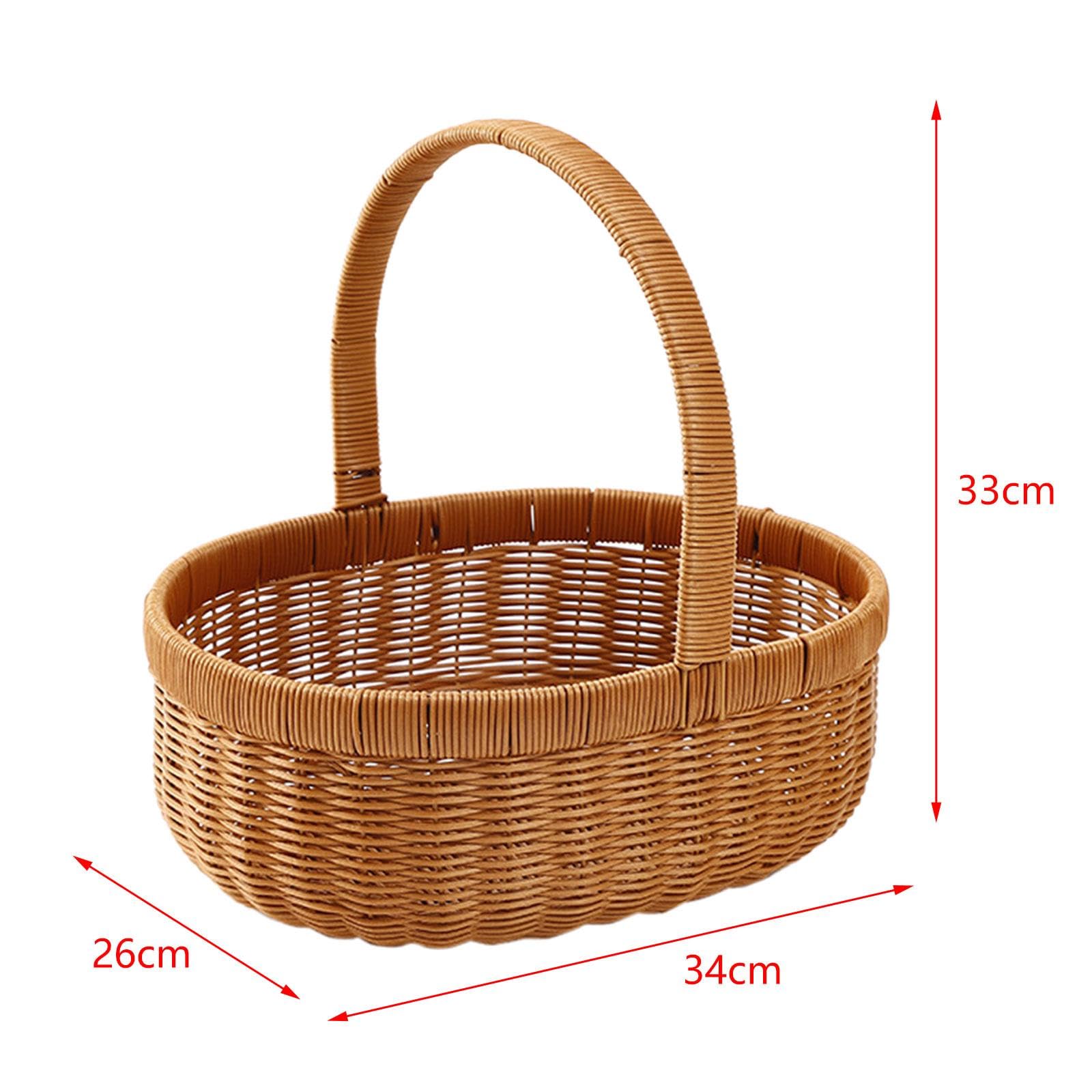 Cesto Intrecciato a Mano, Cesto per Frutta, Cesto Regalo Vuoto, Cesto da Picnic in Finto Rattan, di Fiori per Dolci, Picnic, Frutta, l
