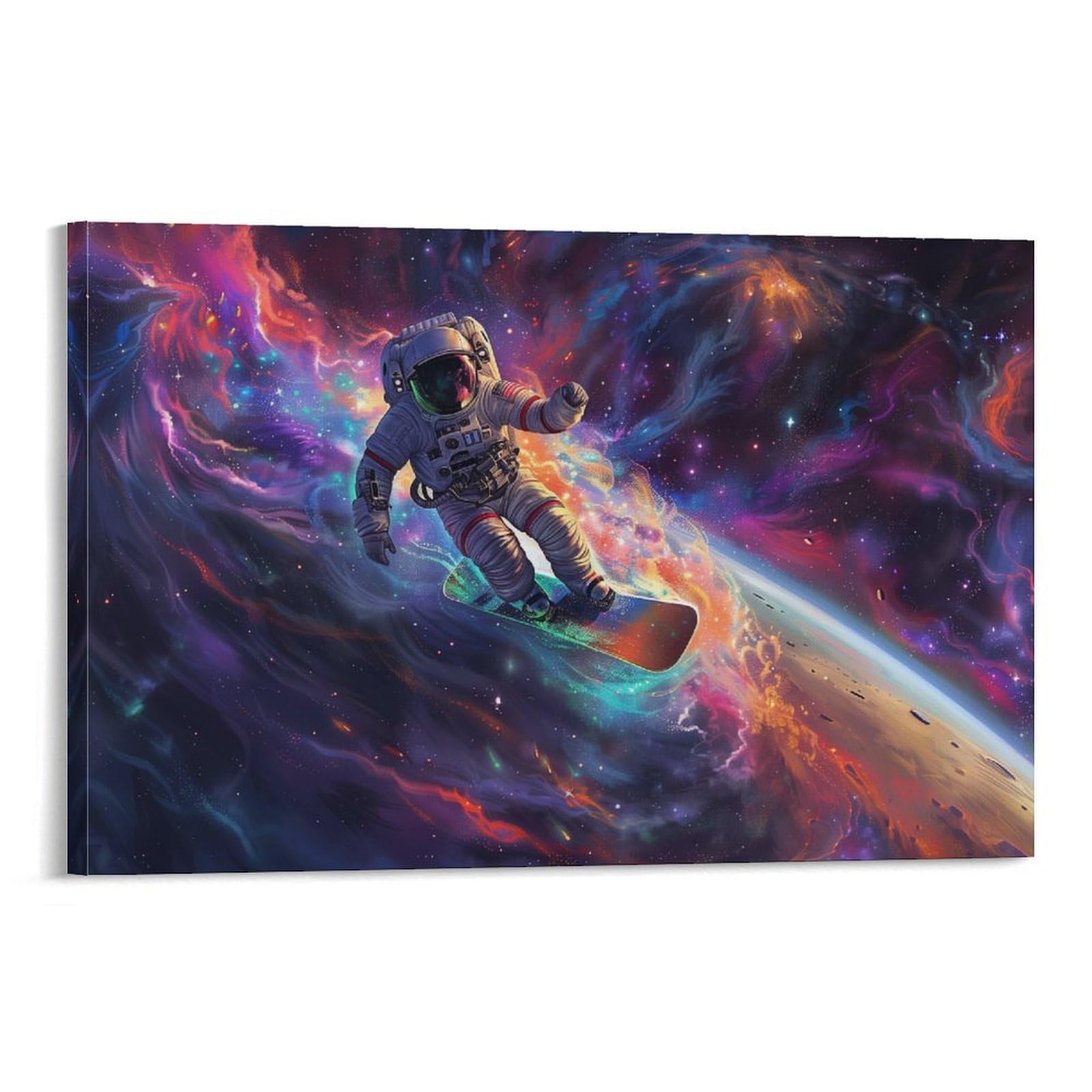 Amazon.co.jp: 絵画 宇宙飛行士が天の川の波に乗る アートパネル