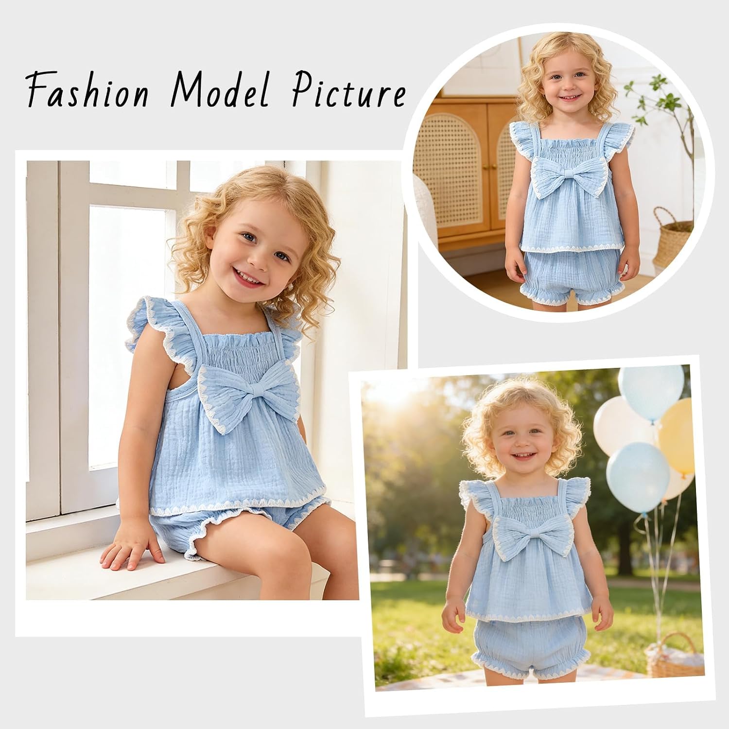 Baby Girl Summer Clothes Cute Ruffle Tops Dress Shorts Outfits Set Infant Toddler Shrit Bloomers Princess Outfit