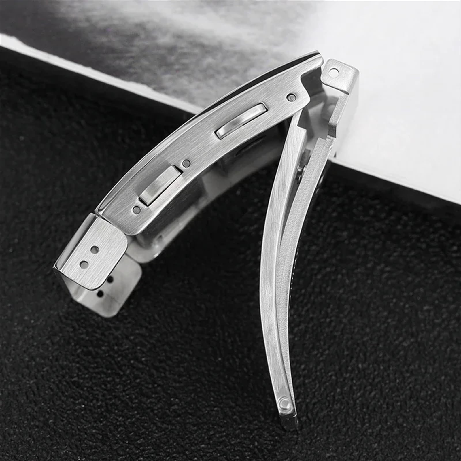 Boucle de montre en acier inoxydable 316L, solide, pliable, brossée, de sécurité, Double poussée, extensible, réglable, 18mm, 20mm