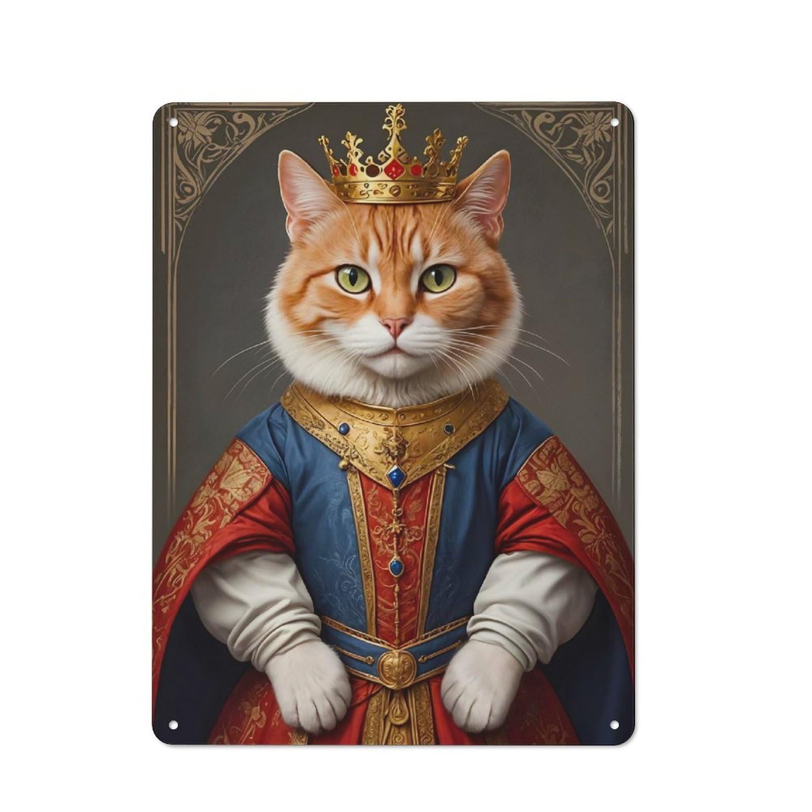 Junmoney Cat Prince Metal Wall Plaque With Design 40X30cm, Retro Novelty Wall Art For Bedroom, Kitchen, Office Or Living Room