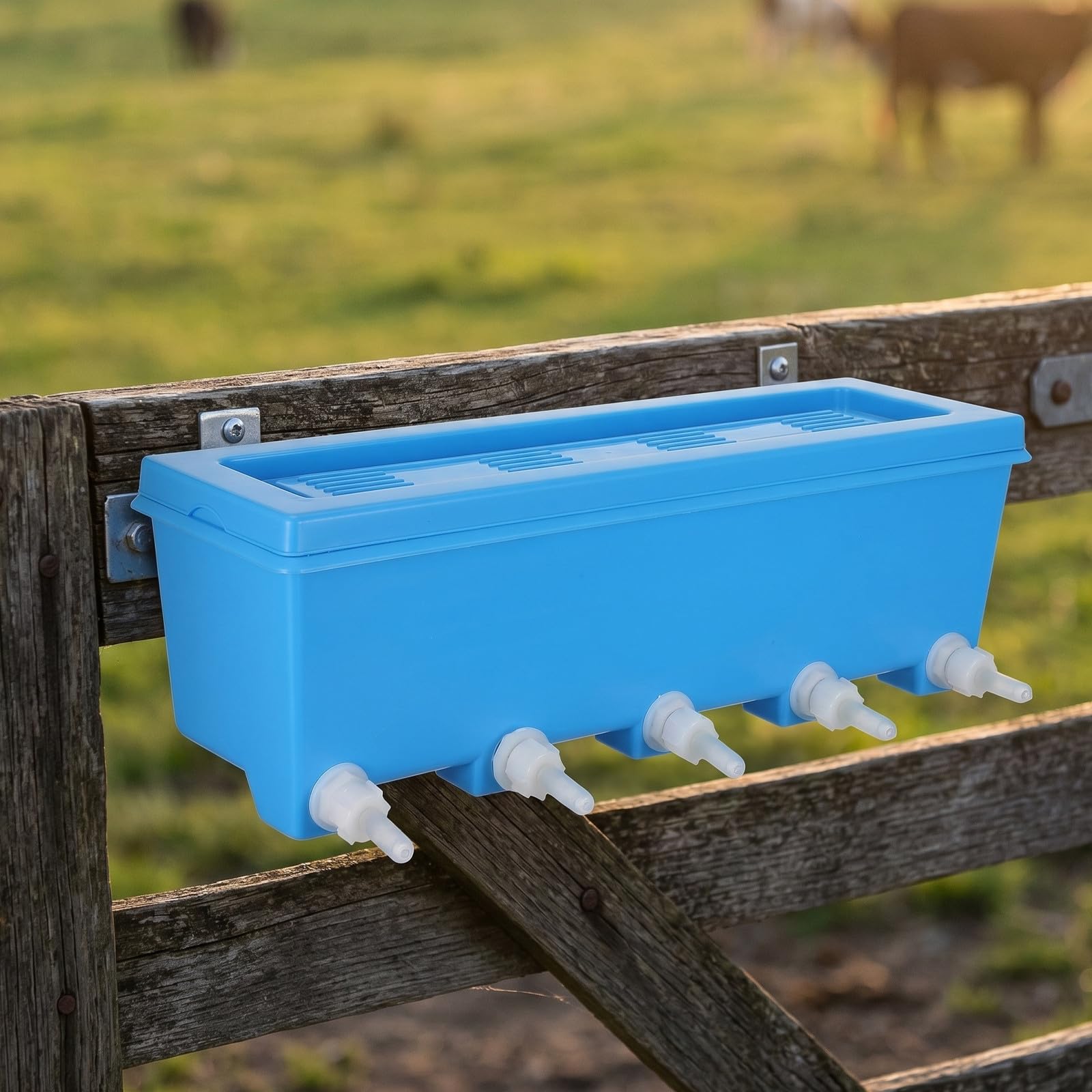 FRCOLOR Secchio in Abs Resistente al Freddo 5 Capezzoli da 8l per Bestiame Alimentazione per Capretti e Vitelli in Allevamenti Mobili
