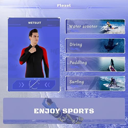 Vista 13 de FLEXEL Traje de neopreno para mujeres y hombres, traje de neopreno de manga larga de 0.079 pulgadas con cremallera frontal de 0.118 pulgadas, 0.079