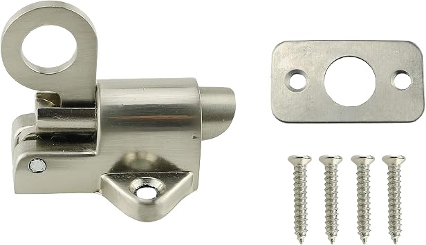 HJ Garden Stainless Steel Latch Lock Automatic Mounting Bolt Pull Ring Spring Bounce Door Bolt for Home Window Gate Security