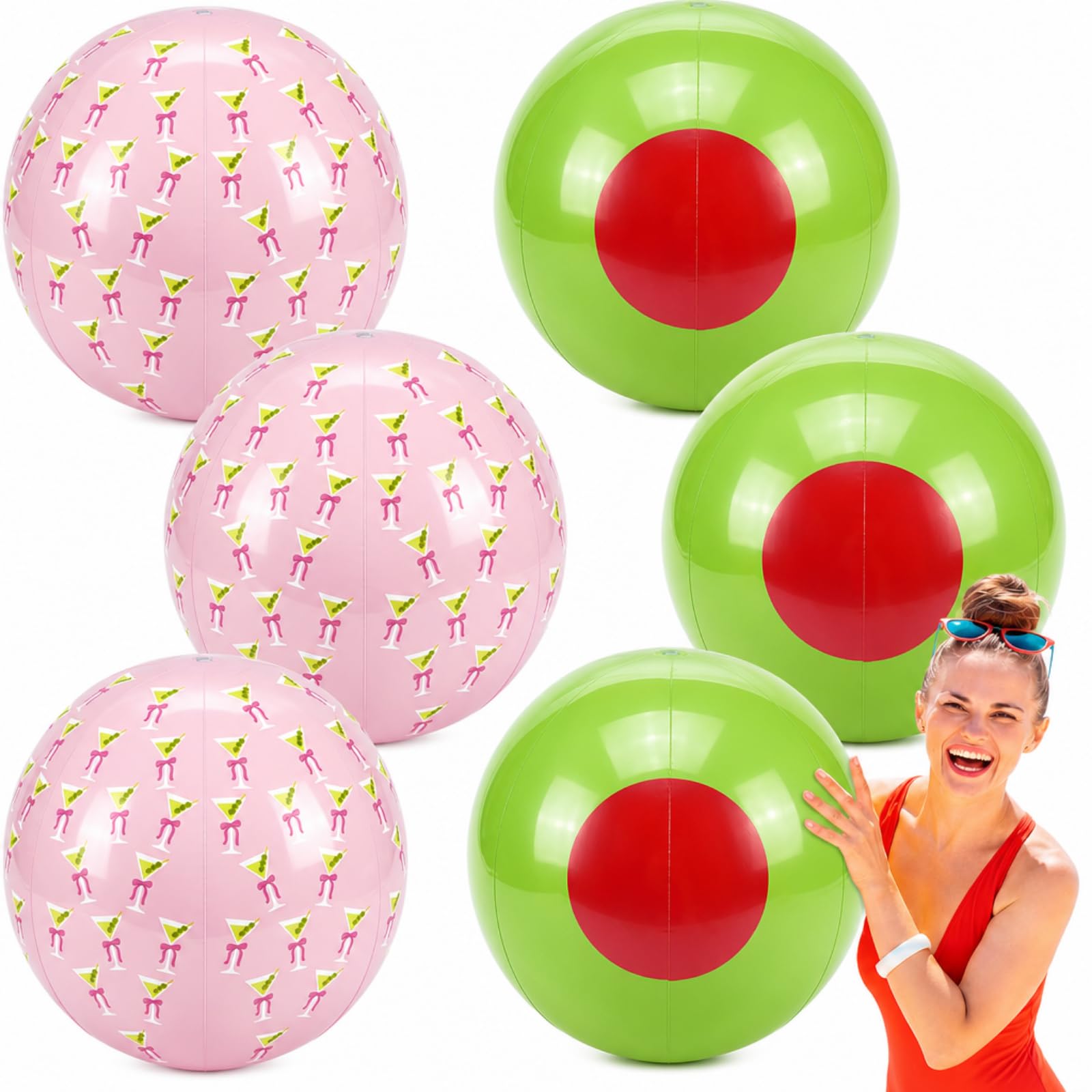 Confezione da 6 palline gonfiabili Martini da piscina, decorazione per feste