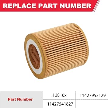 HU816x Oil Filter Fit for BMW 1,3,5,6,7,11427953129 11427541827 (2Pcs)