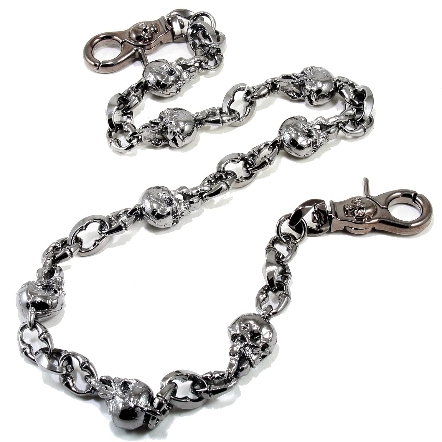 Double K NCS74MLT Schlüsselanhänger mit Totenkopf-Motiv, für Trucker, Biker, 55,9 cm / 68,6 cm, Silber/Schwarz