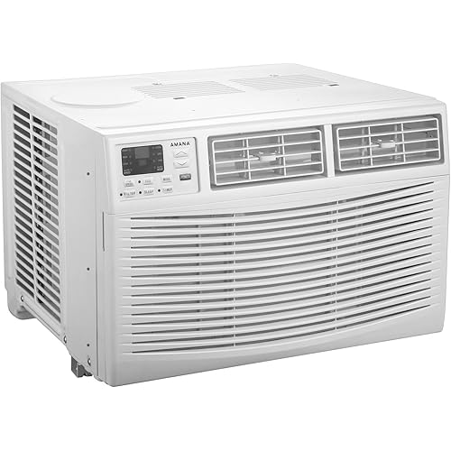 Amana 18,000 BTU Window Air Conditioner, 230V, Window AC for Rooms up to 1,000 Sq.Ft with Remote Control, 24H Timer, 3-Speeds, Auto-Restart, and Digital Display, ​White