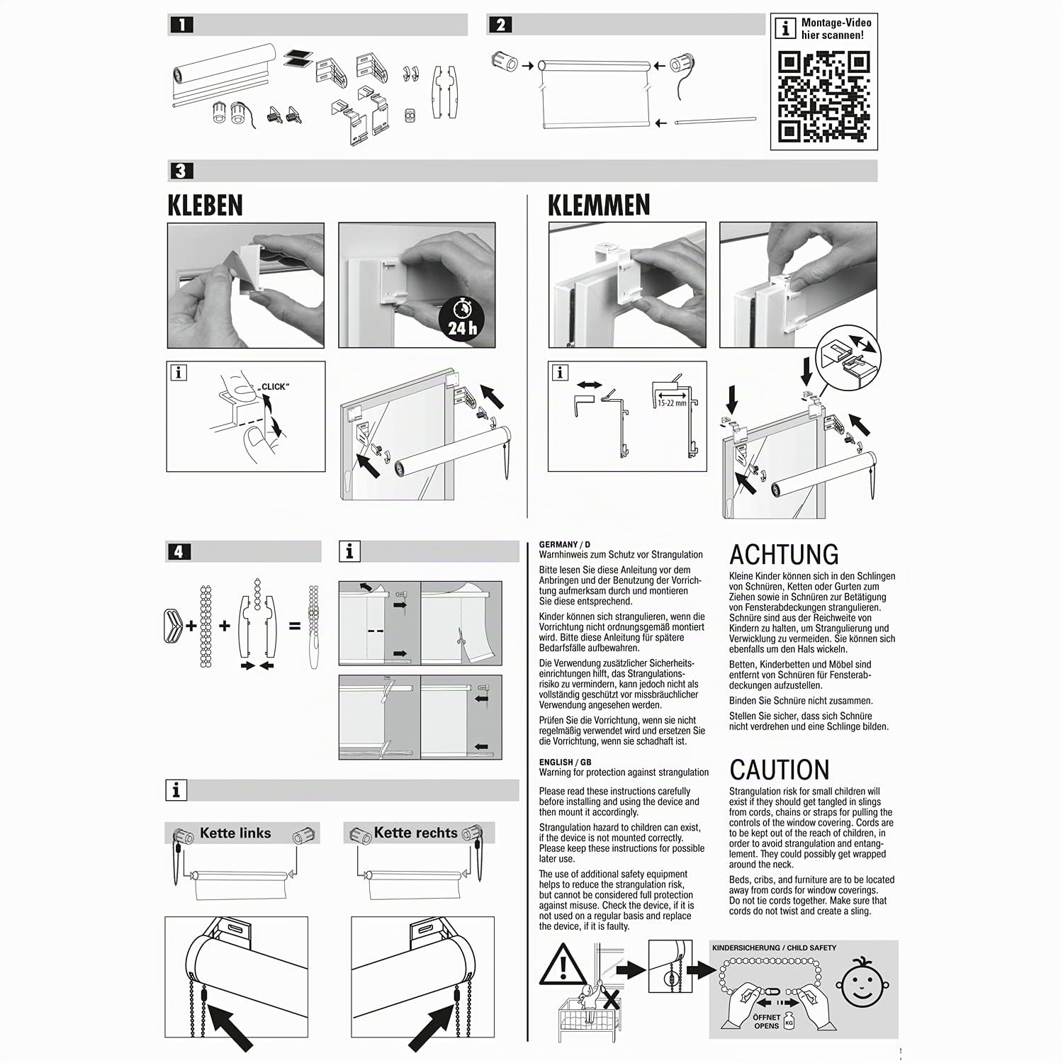 GARDINIA EASYFIX Estor Enrollable con Reverso térmico para enganchar o Pegar, Estor Enrollable Opaco sin taladrar, Protección térmica, Ahorro energético, Gris, 95 x 210 cm (AnxAl)