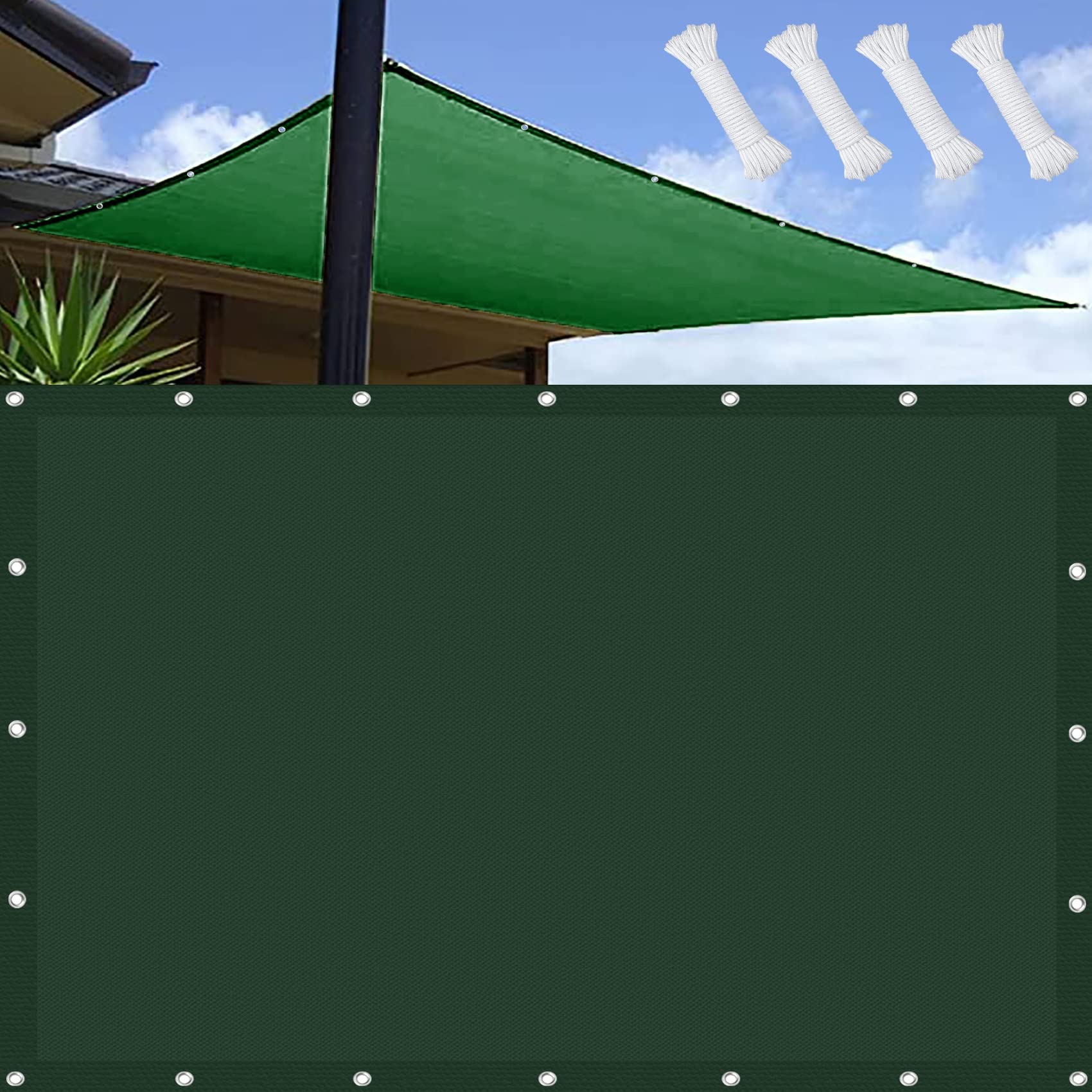 Sun Shade Sail Rectangle 1.2 x 1.2 m Waterproof 98% UV Block Sunscreen Awnings Patio Sunshade with 4×1.5 m Free Rope for Patios Backyard Outdoor Garden, Dark Green — image 1